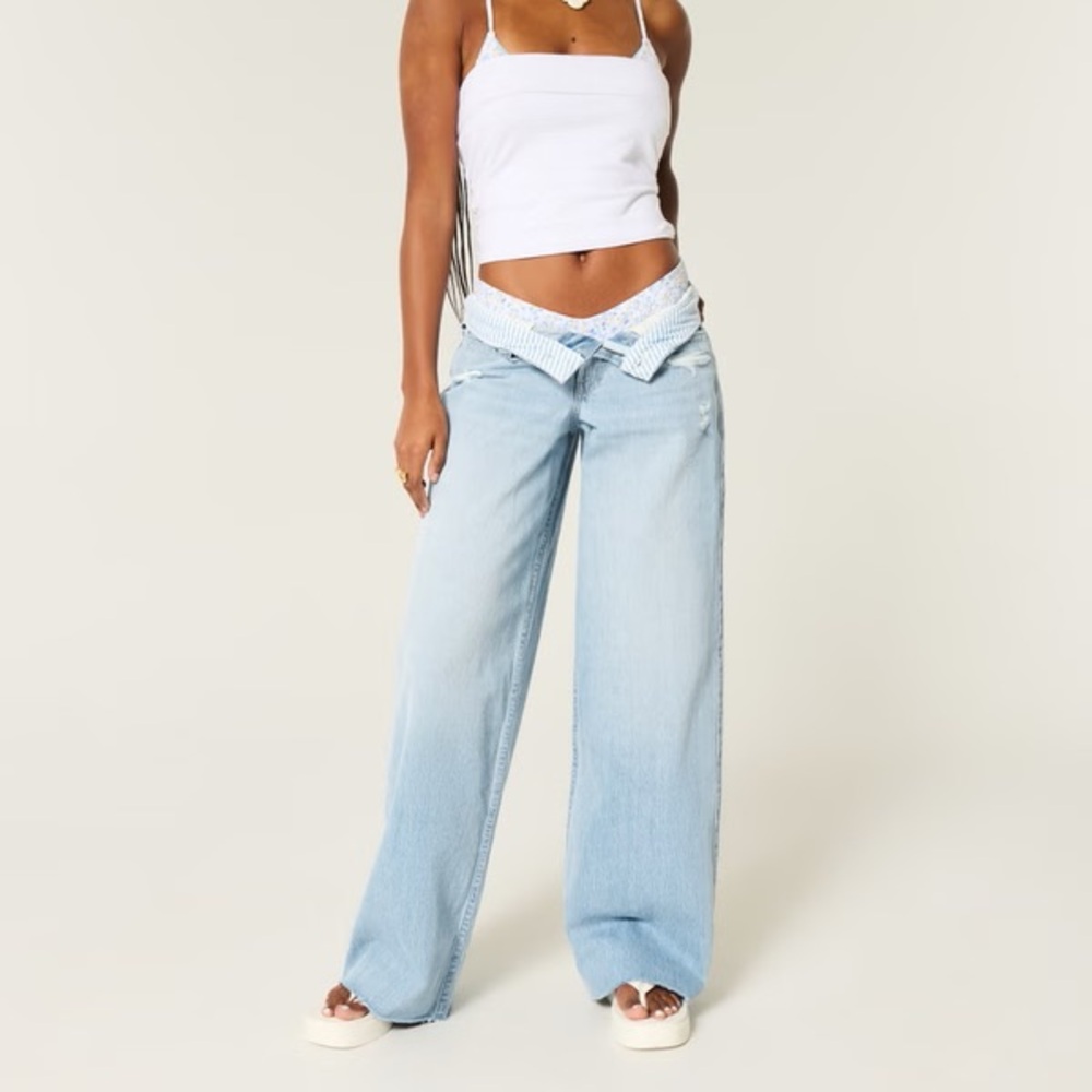 Hollister light wash super baggy jeans